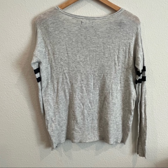 American Eagle Outfitters Ahh-Mazingly soft oatmeal gray sweater navy stripe S - Picture 7 of 7